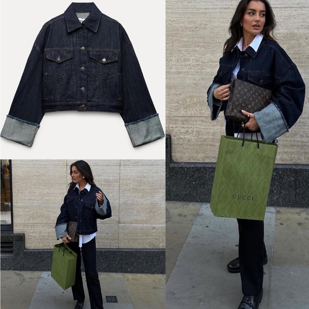 Zara ZW DENIM COLLECTION JACKET. Blue. Size XS. New with Tags. - Picture 5 of 11